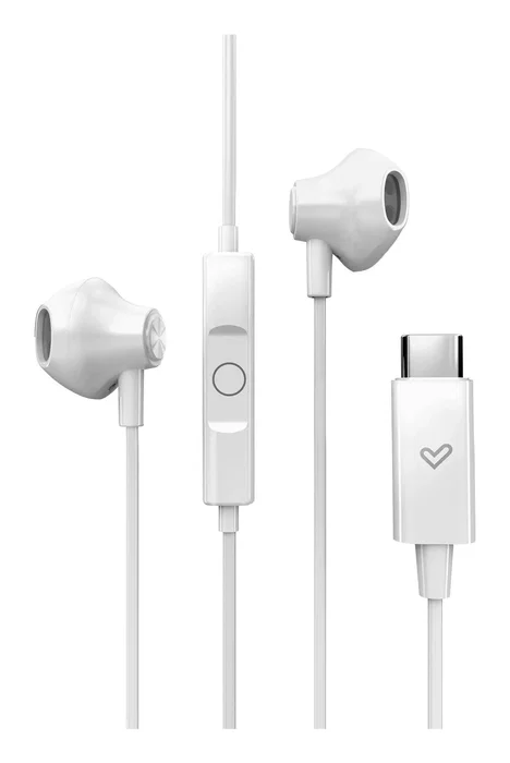 Energy Sistem Auriculares EasyPods USB-C tipo botón con micrófono intraurales, cable, Sonido HD, Color Blanco