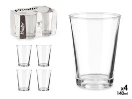 Vivalto Set 4 Vasos Vidrio Carajillo 140 ml, Transparente, 14.5x9x11 cm (Set de 24)