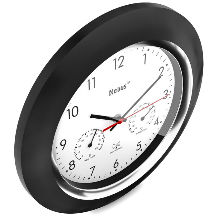 Mebus 19453 Reloj de Pared Controlado por Radio con Termómetro e Higrómetro