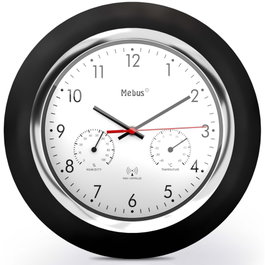 Mebus 19453 Reloj de Pared Controlado por Radio con Termómetro e Higrómetro