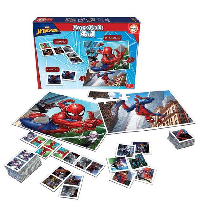 Educa Superpack 4 en 1 Spiderman (Domino, Identic y 2 puzzles) Educa Superpack 4 en 1 Spiderman (Domino, Identic y 2 puzzles)