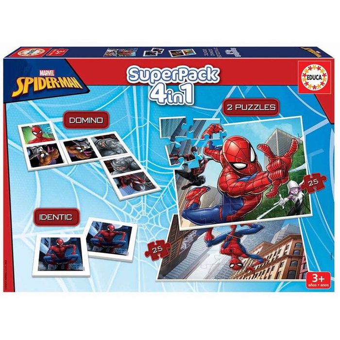Educa Superpack 4 en 1 Spiderman (Domino, Identic y 2 puzzles) Educa Superpack 4 en 1 Spiderman (Domino, Identic y 2 puzzles)