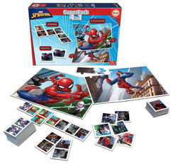 Educa Superpack 4 en 1 Spiderman - Juego Educativo con Domino, Identic y 2 Puzzles para Niños de 3 a 7 Años