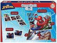 Educa Superpack 4 en 1 Spiderman - Juego Educativo con Domino, Identic y 2 Puzzles para Niños de 3 a 7 Años
