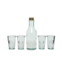 Kit de Botella de Cristal 100% Reciclado y 4 Vasos - Ø9.5x30 cm y Ø8x12.5 cm - Cristal Transparente