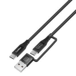 COOLBOX Cable USB-C 3.2 Gen2 60W Carga Rápida Trenzado 1.8m con Adaptador USB-A - COO-CAB-UAC-60W