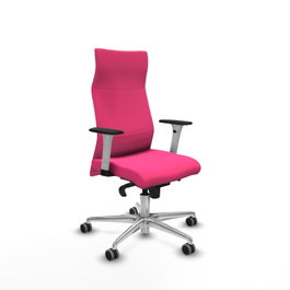 PIQUERAS Y CRESPO Sillón Albacete con Mecanismo Sincro, Similpiel Rosa, Base Aluminio