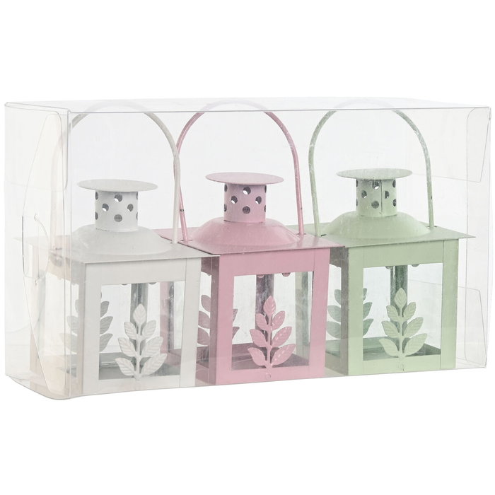 DKD Home Decor Set de 3 Farolas de Hierro con Diseño de Mariposa DKD Home Decor Set de 3 Farolas de Hierro con Diseño de Mariposa