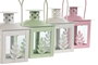 DKD Home Decor Farola Shabby Verde Blanco Hierro Cristal Set de 3 (4 Unidades) 7 x 10 x 7 cm