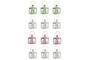 DKD Home Decor Farola Shabby Verde Blanco Hierro Cristal Set de 3 (4 Unidades) 7 x 10 x 7 cm