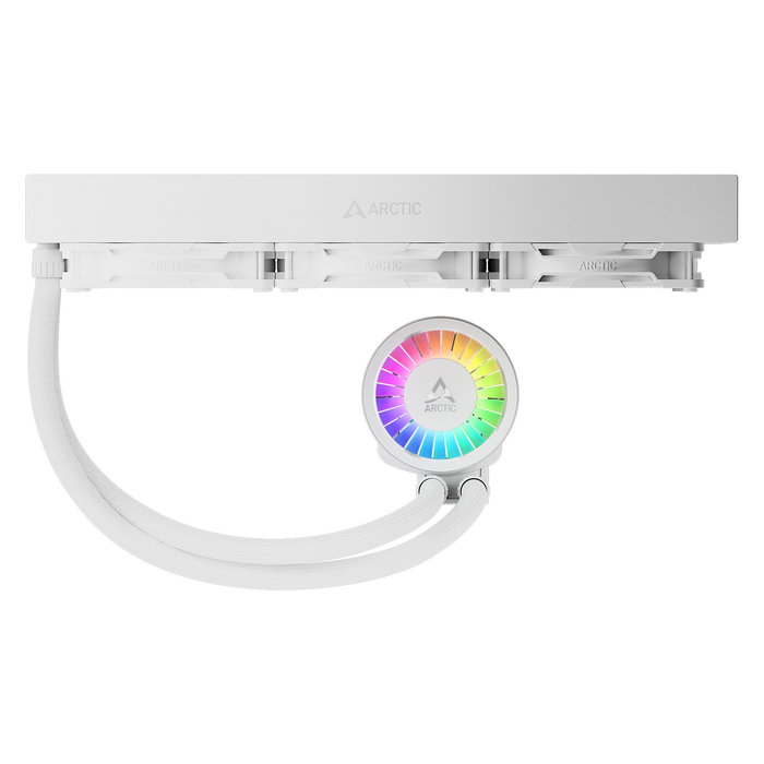 ARCTIC Liquid Freezer III Pro 360 A-RGB (White) - Kit de refrigeración líquida CPU, 360mm, 3 ventiladores de 12 cm, iluminación ARGB multicolor, blanco, soporte LGA1851/AM5