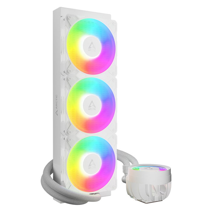 ARCTIC Liquid Freezer III Pro 360 A-RGB (White) - Kit de refrigeración líquida CPU, 360mm, 3 ventiladores de 12 cm, iluminación ARGB multicolor, blanco, soporte LGA1851/AM5