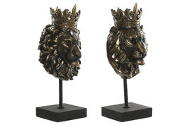 DKD Home Decor Figura de Resina León y Leona con Corona, Pack de 2