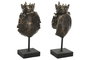 DKD Home Decor Figura de Resina León y Leona con Corona, Pack de 2