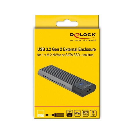 DeLOCK Caja externa combo USB Tipo-C para SSD M.2 NVMe PCIe o SATA 42638 DeLOCK Caja externa combo USB Tipo-C para SSD M.2 NVMe PCIe o SATA 42638