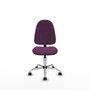Silla de oficina Algarra con mecanismo Contacto permanente básico tapizada con Similpiel color Morado. Equipada con Base cromada, Sin brazos y Ruedas autofrenantes