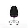 Silla de oficina Algarra con mecanismo Contacto permanente básico tapizada con Similpiel color Morado. Equipada con Base cromada, Sin brazos y Ruedas autofrenantes