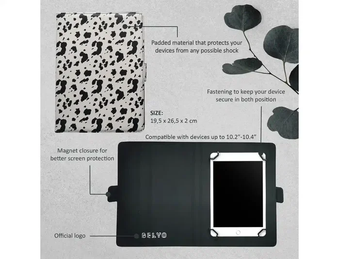 Wondee Funda para tablet universal case cow 10,2/10,4 pulgadas