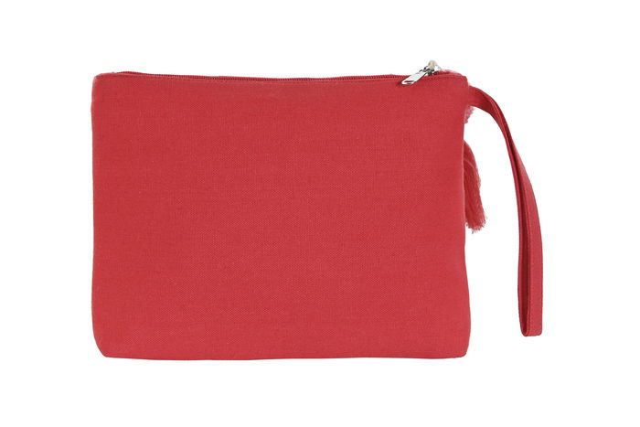 DKD Home Decor Neceser Mediterraneo Algodon Fucsia Beige 2 x 19 x 26 cm