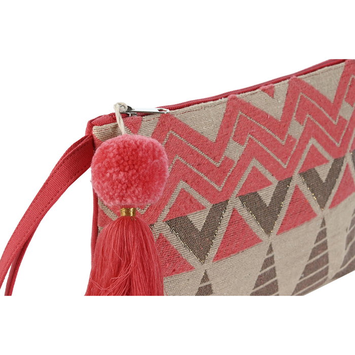 DKD Home Decor Neceser de Algodón Fucsia y Beige Colección FRESA DKD Home Decor Neceser de Algodón Fucsia y Beige Colección FRESA