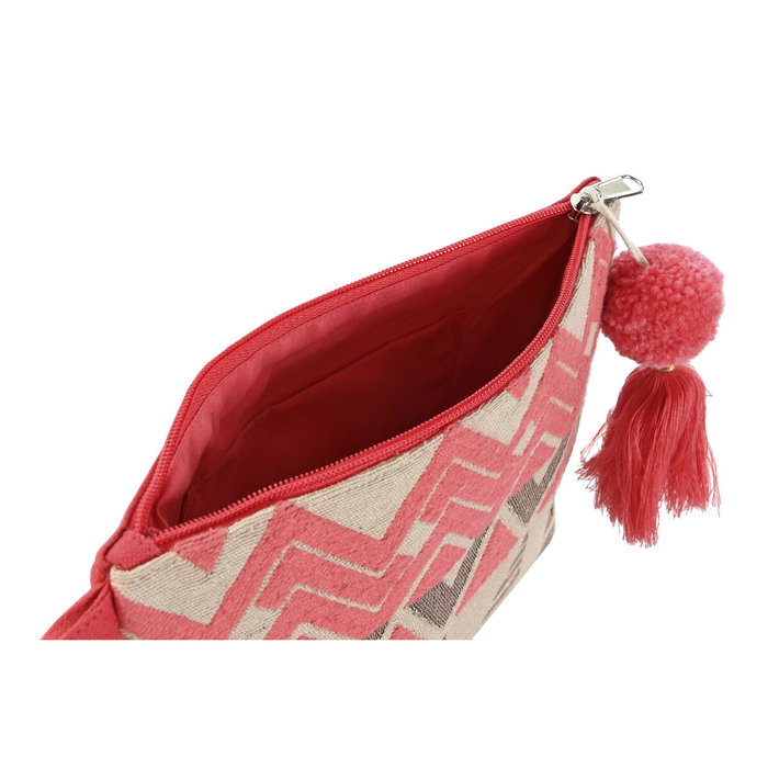 DKD Home Decor Neceser de Algodón Fucsia y Beige Colección FRESA DKD Home Decor Neceser de Algodón Fucsia y Beige Colección FRESA