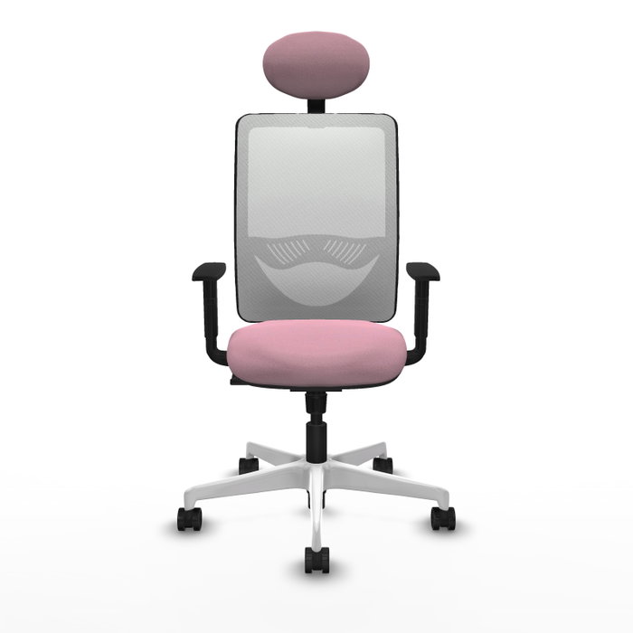 PIQUERAS Y CRESPO Silla de oficina Zulema Rosa y Blanco con mecanismo Sincro