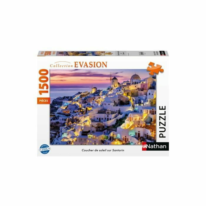 Ravensburger Puzzle de 1500 piezas Atardecer en Santorini, Colección Evasion Ravensburger Puzzle de 1500 piezas Atardecer en Santorini, Colección Evasion