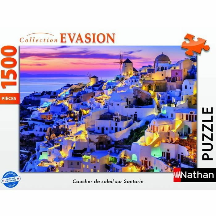 Ravensburger Puzzle de 1500 piezas Atardecer en Santorini, Colección Evasion Ravensburger Puzzle de 1500 piezas Atardecer en Santorini, Colección Evasion