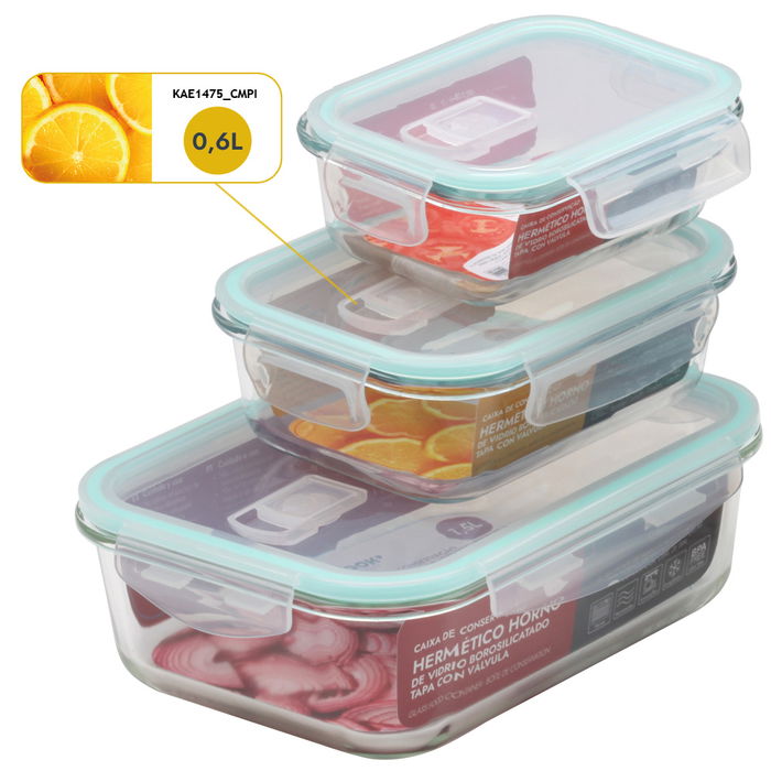 Cook Concept Hermético Horno 600 Ml Vidrio Borosilicatado Rectangular Tapa Válvula Conservación Alimentos Cook Concept Hermético Horno 600 Ml Vidrio Borosilicatado Rectangular Tapa Válvula Conservación Alimentos