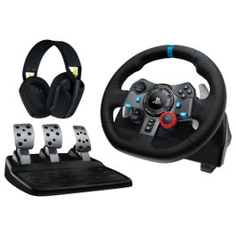Logitech G29 + G435 Negro Volante Pedales Auriculares Gaming PC PS4 PS5 PS3 USB Aluminio