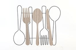 DKD Home Decor Decoración de Pared Loft Natural Negro MDF y Metal 42 x 38 x 0.8 cm (2 Unidades)