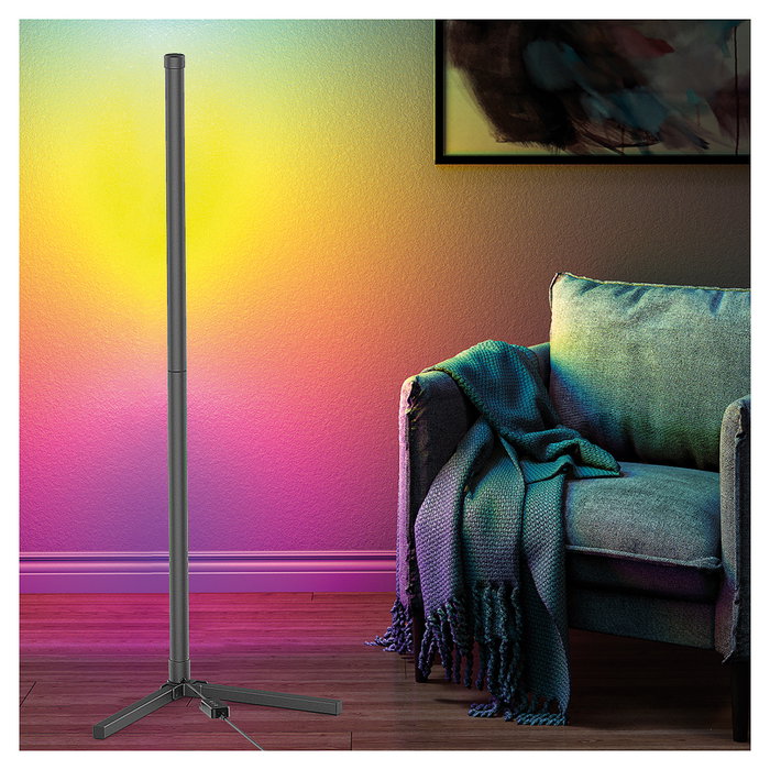 Realpower 415856 Light Stick LED Standleuchte RGBIC, 60 Bombillas LED RGBIC, 8W, 1047mm, Negro, Control Remoto