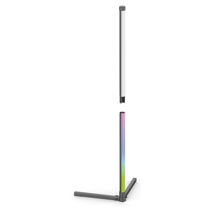 Realpower 415856 Light Stick LED Standleuchte RGBIC, 60 Bombillas LED RGBIC, 8W, 1047mm, Negro, Control Remoto