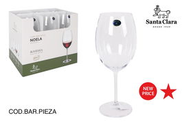 Santa Clara Copa de Vino Bohemia 'Noela', Capacidad 580 cc, Dimensiones 7x9x23.5 cm (23.5 cm de Altura), Peso 175 g por pieza (24 Unidades)