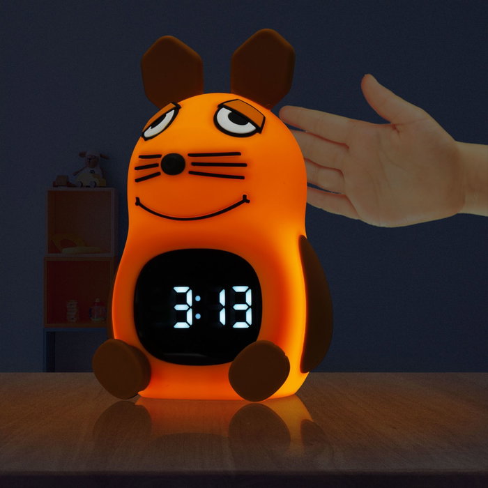 DieMaus Despertador con Luz para Niños - Ratón Naranja