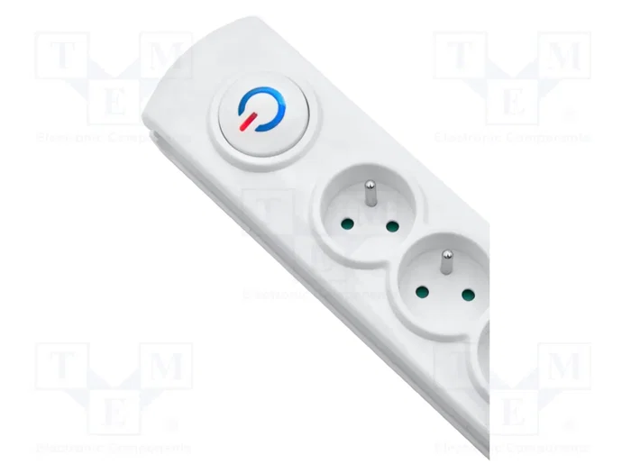 Qoltec Regleta de protección con 8 tomas, 1,5m, blanca