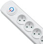 Qoltec Regleta de protección con 8 tomas, 1,5m, blanca