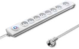 Qoltec Regleta de protección con 8 tomas, 1,5m, blanca