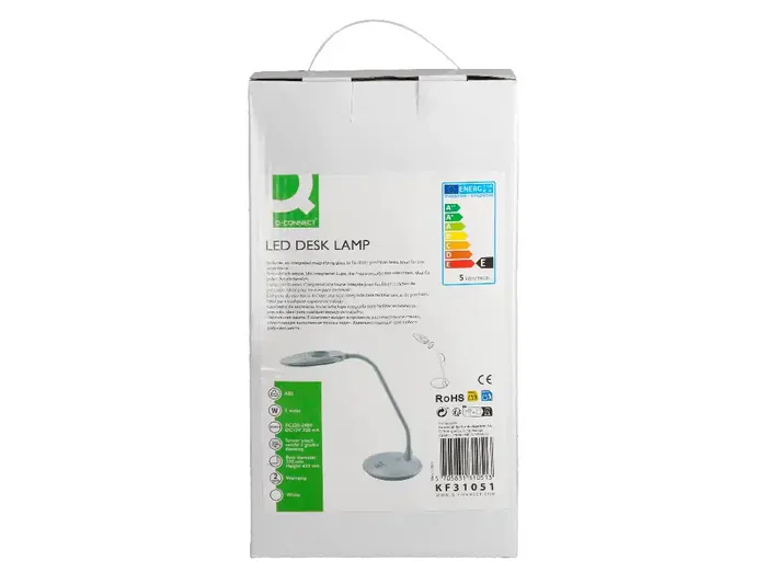 Q-connect Lámpara de Escritorio LED 5W 250 Lm con Lupa, Iluminación Ajustable, Blanco