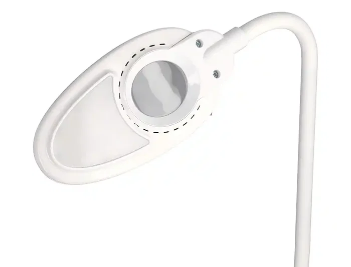 Q-connect Lámpara de Escritorio LED 5W 250 Lm con Lupa, Iluminación Ajustable, Blanco