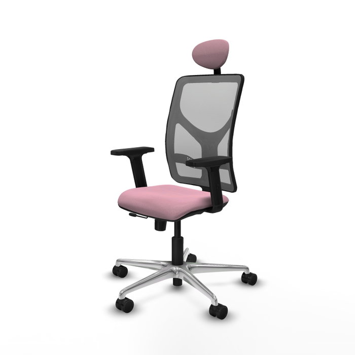 PIQUERAS Y CRESPO Silla de oficina Motilla con mecanismo Sincro/Traslack Rosa y Gris