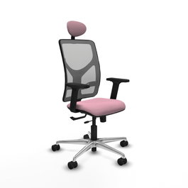 PIQUERAS Y CRESPO Silla de oficina Motilla con mecanismo Sincro/Traslack Rosa y Gris
