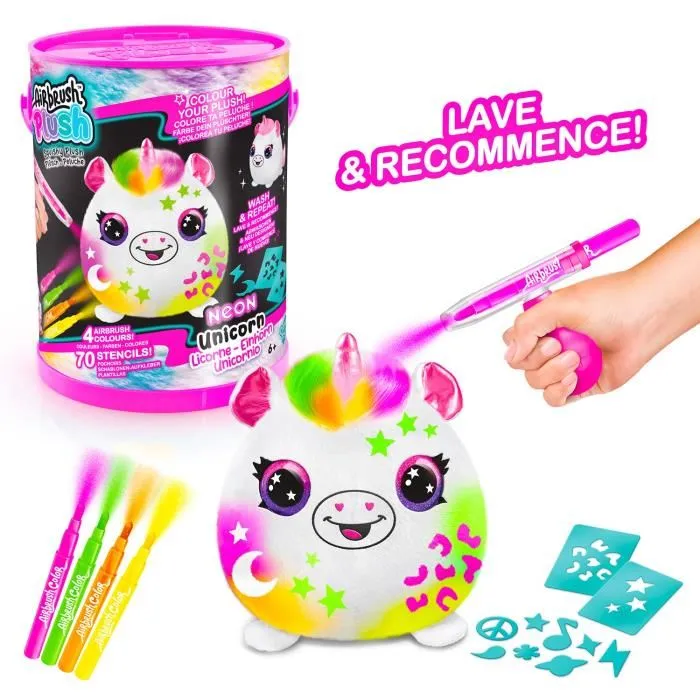Canal Toys Peluche con Aerógrafo Barril de Peluche Neon Squish con Puntas de Fieltro y Plantillas AIR 022