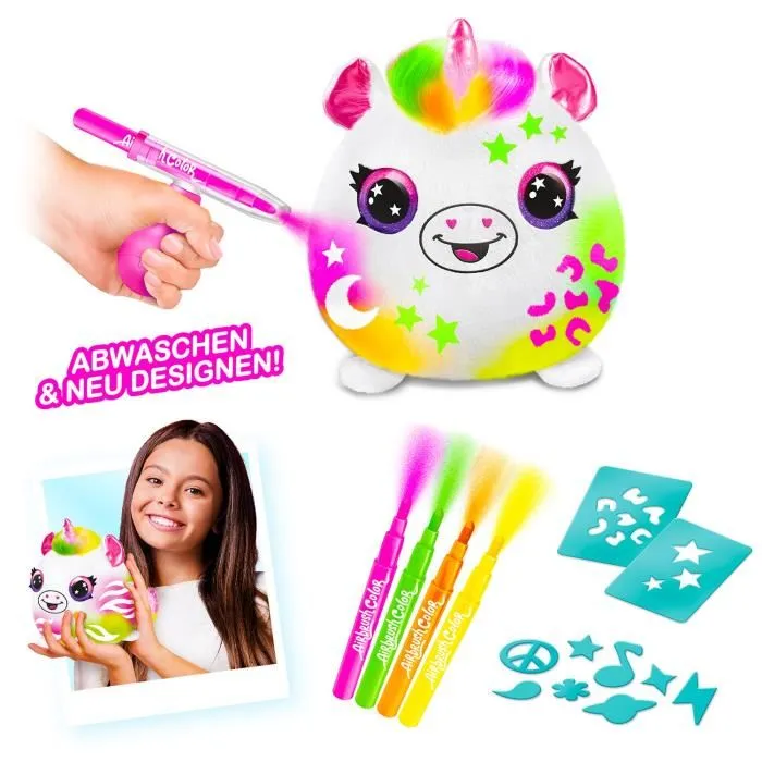 Canal Toys Peluche con Aerógrafo Barril de Peluche Neon Squish con Puntas de Fieltro y Plantillas AIR 022