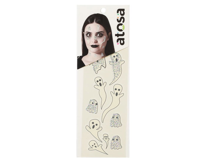 Atosa Joyas Faciales Adhesivas con Fantasmas y Pedrería Iridiscente Atosa Joyas Faciales Adhesivas con Fantasmas y Pedrería Iridiscente