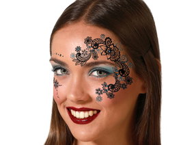 atosa Tatuaje Facial Negro Floral de Fantasía