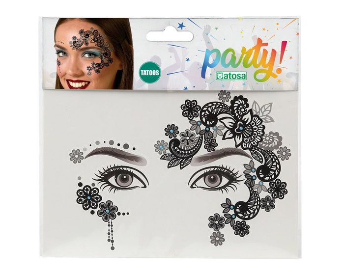 atosa Tatuaje Facial Negro Floral de Fantasía atosa Tatuaje Facial Negro Floral de Fantasía