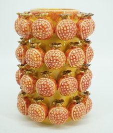 DKD Home Decor Jarrón de Gres Granada Naranja y Amarillo