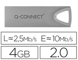 Q-connect Memoria USB Flash Premium 4 GB 2.0 Plateada