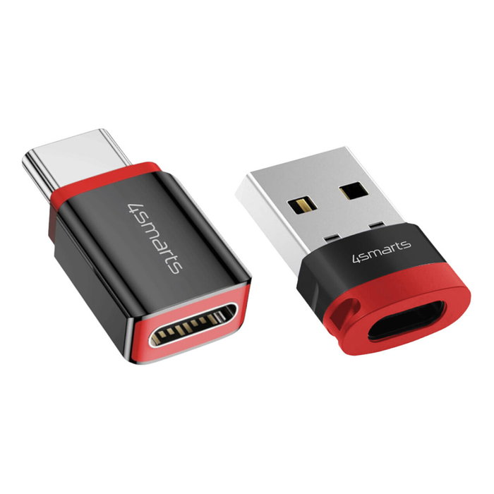 4smarts 541615 Adaptador USB-C a USB-A / USB-C Bloqueador de Datos, 2 Unidades, Negro